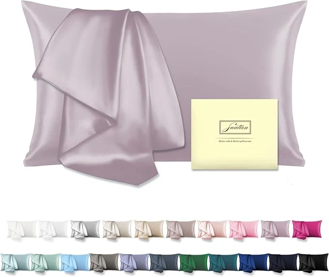 Solid Mulberry Silk Pillowcase for Hair and Skin Standard Size 20 quot X 26 quot Pillow Case with Hidden Zipper Soft Breathable Smooth Cooling Silk Pillow Covers for Sleeping Lavender Standard 1Pcs Outstanding