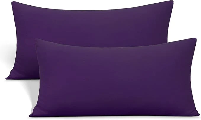 Efficient Jersey Knit Small Pillowcases - Mini Pillow Cases for Travel or Toddler Pillows Sized 12x16 13x18 or 14x20 Ultra Soft Envelope Microfiber Set of 2 Purple Lightweight