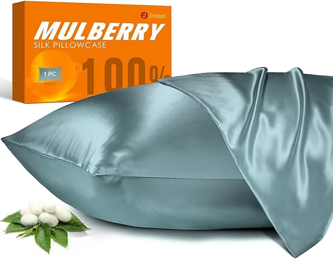 Reusable Mulberry Silk Pillowcase for Hair and Skin 22 Momme Pure Natural Silk Pillow Case Both Sided with Zipper Pillow Cover for Women Mom Men Airy Blue King 20 39 39 ×40 39 39 1 Pack Elegant