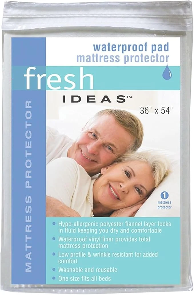 Official Fresh Ideas Waterproof Pad Mattress Protector 36 quot x 54 quot White Casual