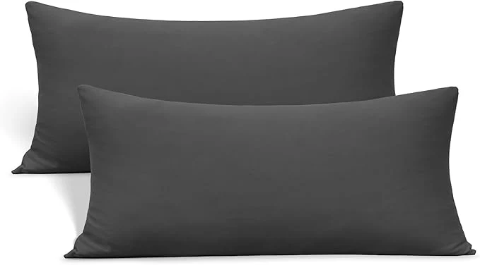 Fashionable Stretch Toddler Pillowcases - Jersey Knit Travel Pillow Cases to Fit Pillows Sized 12x16 13x18 or 14x20 Ultra Soft Envelope Closure Small Pillowcases Set of 2 Dark Gray Exclusive
