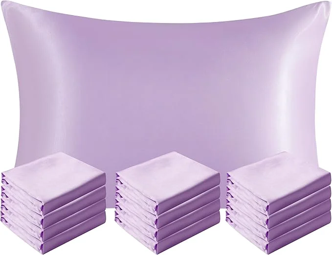 Quality NTBAY 12 Pack Satin Queen Pillowcases for Hair and Skin Luxurious and Silky Pillow Cases with Envelope Closure 20 x 30 Inches Light Purple Lightweight