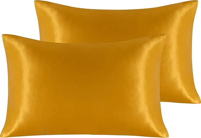 Healthy NTBAY 2 Pack Satin Standard Pillowcases for Hair and Skin Luxurious and Silky Pillow Cases with Envelope Closure 20x26 Inches Golden Brown Elite