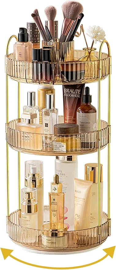 Effective Asayuee 360 Rotating Makeup Organizer 3 Tier Large Capacity Make Up Organizers Smooth