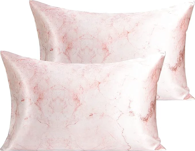 Specialty NTBAY 2 Pack Satin Queen Pillowcases for Hair and Skin Luxurious and Silky Marbling Printed Pillow Cases with Envelope Closure 20x30 Inches Red Authentic