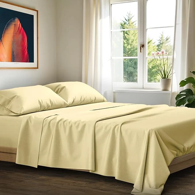 Professional Ashton Sheets Egyptian Cotton Sheets King Size - 1200 Thread Count King Size Sheets Set Egyptian Cotton 4 PC Luxury Bedsheet Beige Soft Cooling 17 quot Deep Pocket Sateen Weave Bedsheet Set Stylish