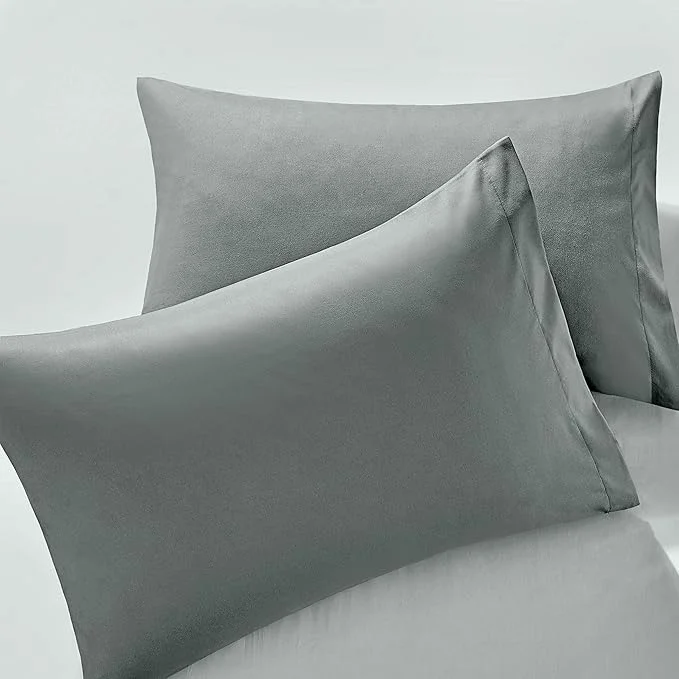 Sustainable MILVOWOC 2Pcs Brushed Microfiber Standard Pillowcases - 20 x 26 Inch Dark Grey Pillow Case Set Non Slip Envelope Pillow Cover with Moisture Absorption and Anti-Wrinkle Clean