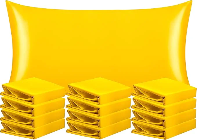 Proven NTBAY 12 Pack Satin King Pillowcases for Hair and Skin Luxurious and Silky Pillow Cases with Envelope Closure 20 x 36 Inches Yellow Environmentally Friendly