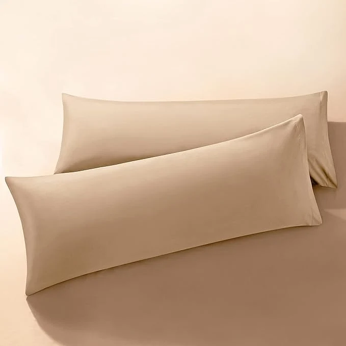 Environmentally Friendly MILVOWOC 2Pcs Brushed Microfiber Body Pillowcases - 20 x 48 Inch Camel Pillow Case Set Non Slip Envelope Pillow Cover with Moisture Absorption and Anti-Wrinkle Fine Crafted