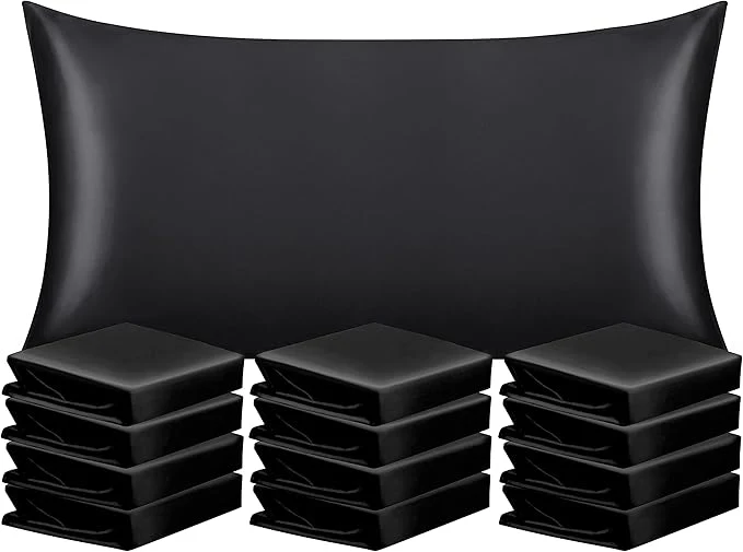 Flexible NTBAY 12 Pack Satin King Pillowcases for Hair and Skin Luxurious and Silky Pillow Cases with Envelope Closure 20 x 36 Inches Black High-Performance