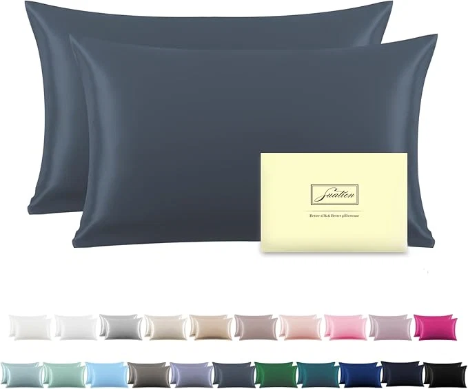 Verified Silk Pillow Cases 2 Pack Soft Breathable and Sliky Queen Size Pillow Cases Set of 2 Natural Mulberry Silk Pillowcase Set of 2 for Hair and Skin with Hidden Zipper Space Grey 20 quot X 30 quot 2pcs Smart