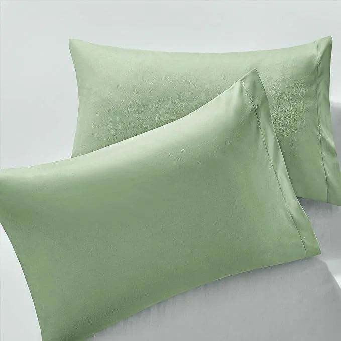 Convenient MILVOWOC 2Pcs Brushed Microfiber King Pillowcases - 20 x 36 Inch Sage Green Pillow Case Set Non Slip Envelope Pillow Cover with Moisture Absorption and Anti-Wrinkle Relaxed