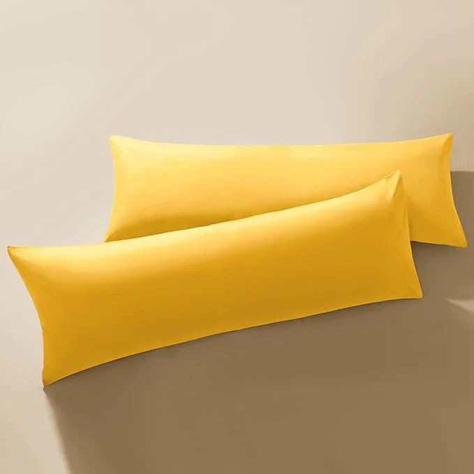 Secure MILVOWOC 2Pcs Brushed Microfiber Body Pillowcases - 20 x 55 Inch Yellow Pillow Case Set Non Slip Envelope Pillow Cover with Moisture Absorption and Anti-Wrinkle Professional