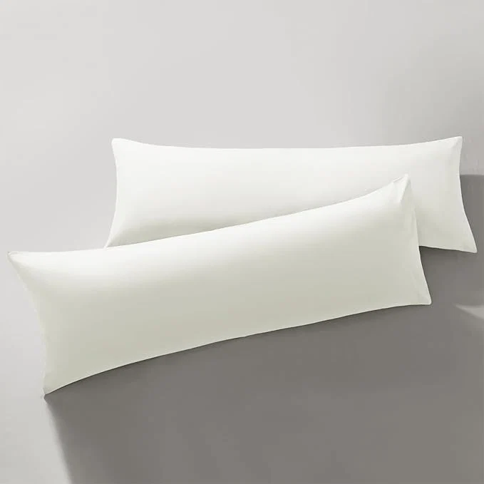 Professional MILVOWOC 2Pcs Brushed Microfiber Body Pillowcases - 20 x 48 Inch White Pillow Case Set Non Slip Envelope Pillow Cover with Moisture Absorption and Anti-Wrinkle Reusable
