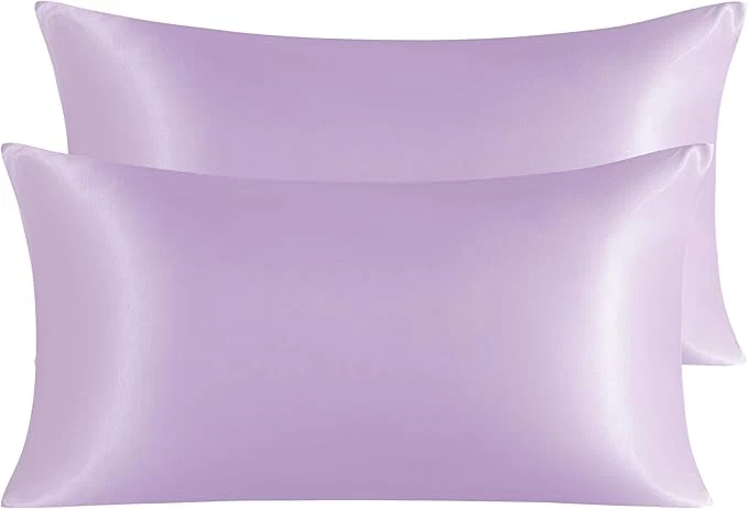 Artisan NTBAY 2 Pack Satin King Pillowcases for Hair and Skin Luxurious and Silky Pillow Cases with Envelope Closure 20x40 Inches Light Purple Natural