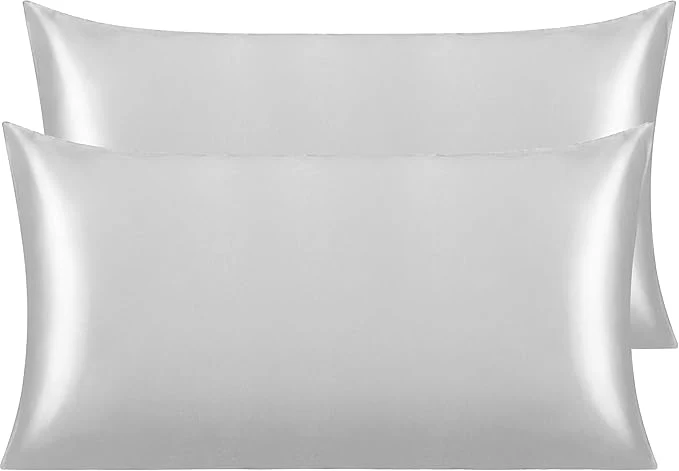Pure NTBAY 2 Pack Satin King Pillowcases for Hair and Skin Luxurious and Silky Pillow Cases with Envelope Closure 20x40 Inches Silver Grey Unique