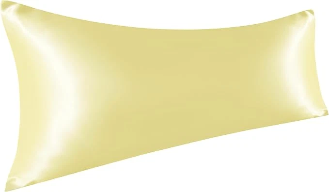 Optimized NTBAY Satin Body Pillowcase for Hair and Skin Luxurious and Silky Pillow case with Envelope Closure 20x54 Inches Light Yellow Trusted