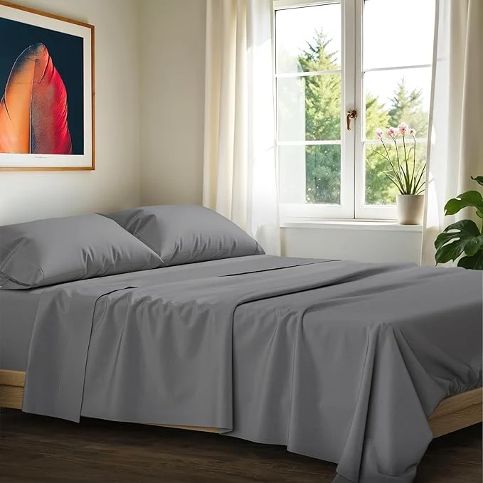 Breathable Ashton Sheets Egyptian Cotton Sheets Queen Size - 1200 Thread Count Queen Size Sheets Set Egyptian Cotton 4 PC Luxury Bedsheet Dark Grey Soft Cooling 17 quot Deep Pocket Sateen Bedsheet Set Contemporary