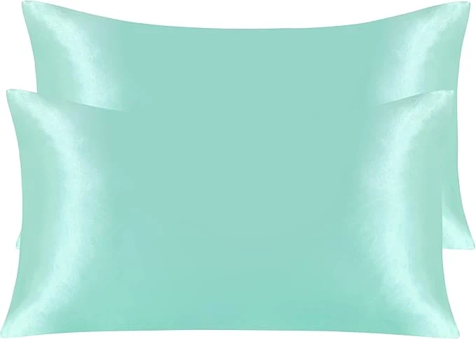 Contemporary NTBAY 2 Pack Satin King Pillowcases for Hair and Skin Luxurious and Silky Pillow Cases with Envelope Closure 20x40 Inches Light Blue Recyclable