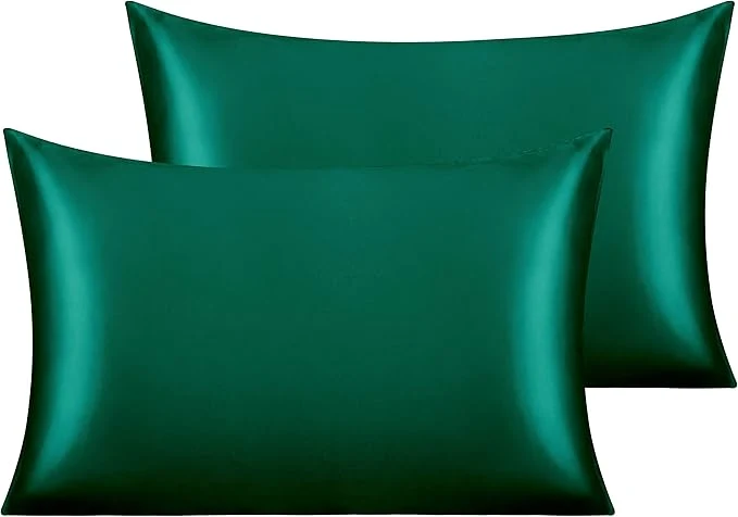 Selected NTBAY 2 Pack Satin Queen Pillowcases for Hair and Skin Luxurious and Silky Pillow Cases with Envelope Closure 20x30 Inches Dark Green Modern
