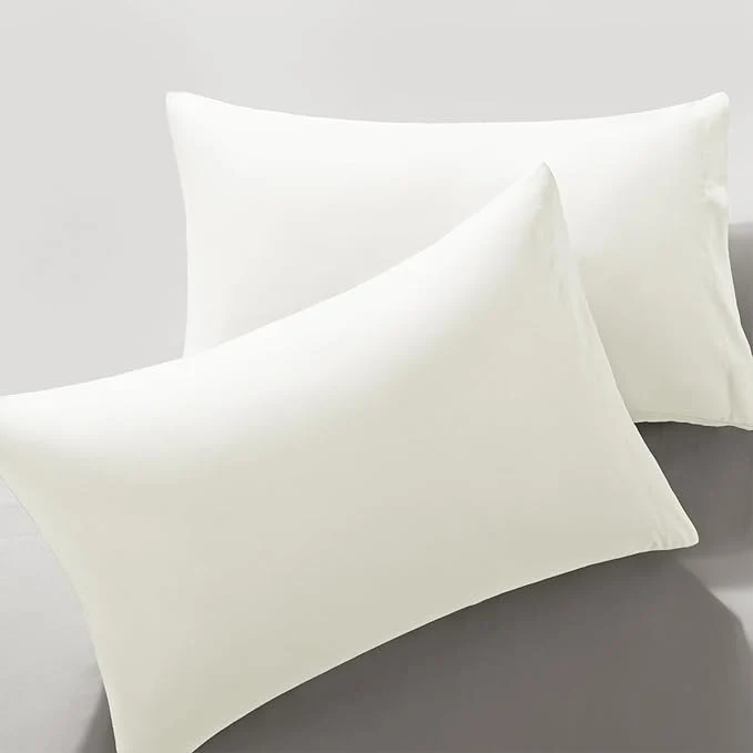 Enhanced MILVOWOC 2Pcs Brushed Microfiber Standard Pillowcases - 20 x 26 Inch White Pillow Case Set Non Slip Envelope Pillow Cover with Moisture Absorption and Anti-Wrinkle Responsible