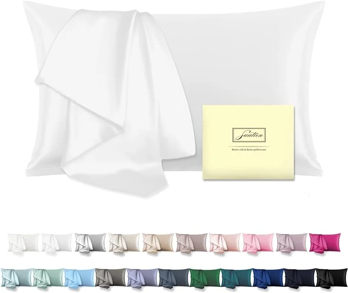 Classic Mulberry Silk Pillowcase for Hair and Skin Pillow Case with Hidden Zipper Soft Breathable Smooth Cooling Silk Pillow Covers for Sleeping White King 1Pcs Modern