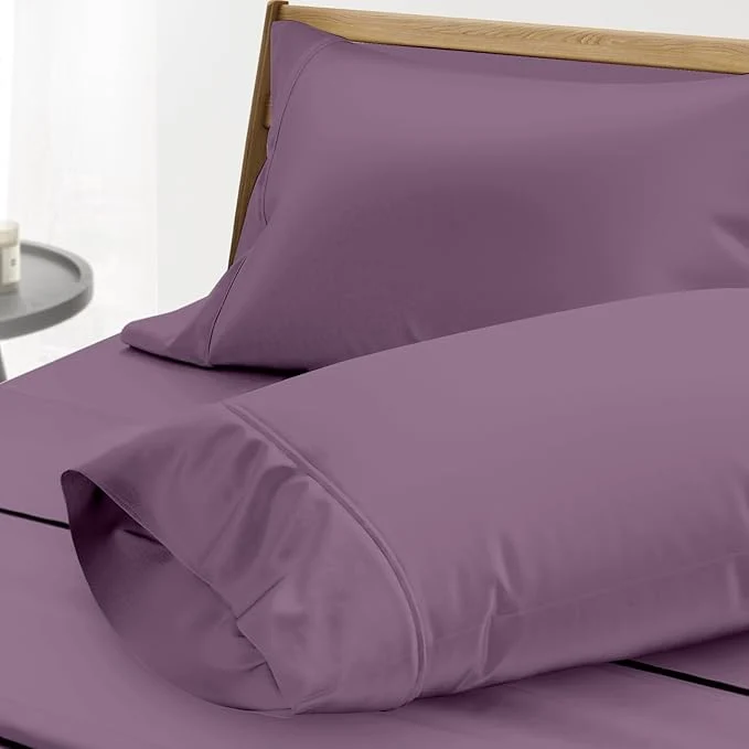 Selected Thread Spread Egyptian Cotton King Size Pillow Cases Set of 2 - Luxury 1000 Series Paradise Collection Pillow Cases King Size Plum Soft Cooling Hotel Egyptian Cotton Pillowcases Top-Quality