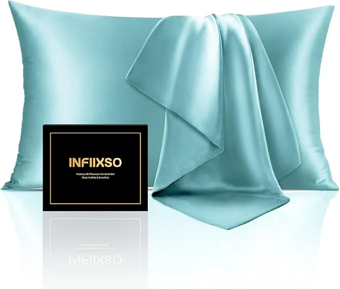Fine Crafted INFIIXSO Mulberry Silk Pillow Case King Size Silk Pillowcase with Hidden Zipper 20 quot x36 quot Smooth and Soft Pillow Cases for Hair and Skin Ocean Mist 1 Pack Specialty