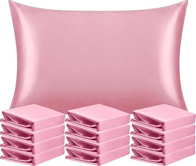 Long-Lasting NTBAY 12 Pack Satin Queen Pillowcases for Hair and Skin Luxurious and Silky Pillow Cases with Envelope Closure 20 x 30 Inches Pink Smooth