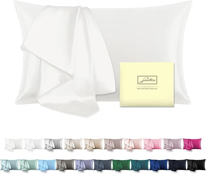 Lightweight Mulberry Silk Pillowcase for Hair and Skin Pillow Case with Hidden Zipper Soft Breathable Smooth Cooling Silk Pillow Covers for Sleeping Ivory King 1Pcs First-Class