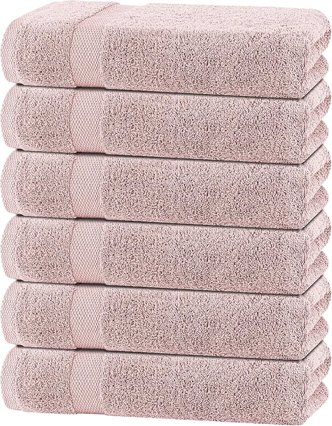 Secure White Classic Wealuxe Pink Bath Towels 24x50 Inch Cotton Towel Set Elite