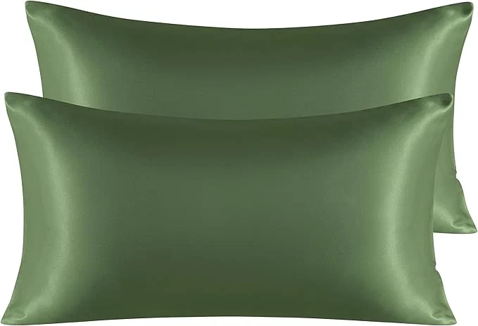 Breathable NTBAY 2 Pack Satin King Pillowcases for Hair and Skin Luxurious and Silky Pillow Cases with Envelope Closure 20x40 Inches Olive Green Proven