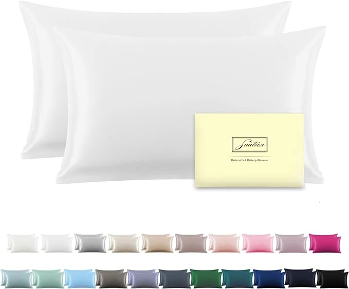 Secure Silk Pillow Cases 2 Pack Soft Breathable and Sliky King Size Pillow Cases Set of 2 Natural Mulberry Silk Pillowcase Set of 2 for Hair and Skin with Hidden Zipper White 20 quot X 36 quot 2pcs First-Class