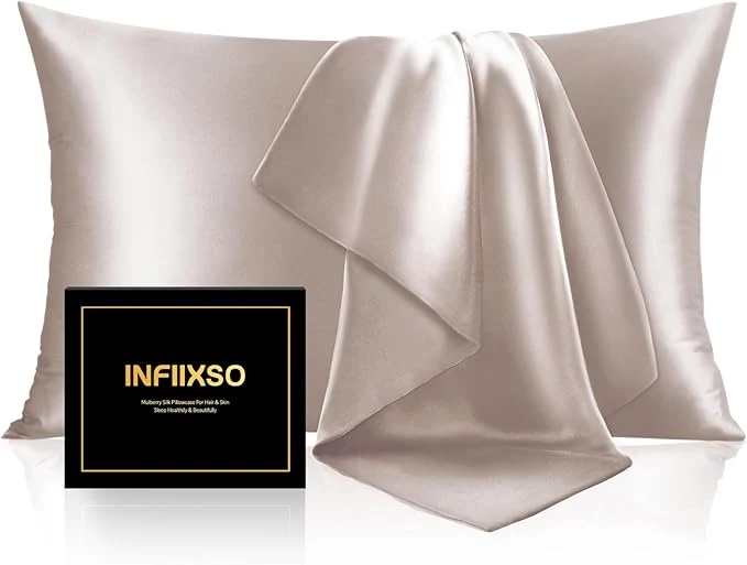 Comfortable INFIIXSO Mulberry Silk Pillow Cases King Size Set of 2 Silk Pillowcase with Hidden Zipper 20 quot x36 quot Smooth and Soft Pillow Case for Hair and Skin Caramel 2 Pack Certified