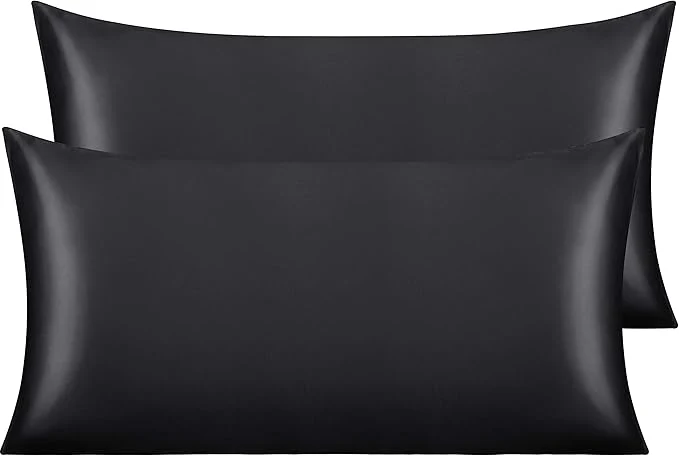 Long-Lasting NTBAY 2 Pack Satin King Pillowcases for Hair and Skin Luxurious and Silky Pillow Cases with Envelope Closure 20x36 Inches Black Contemporary