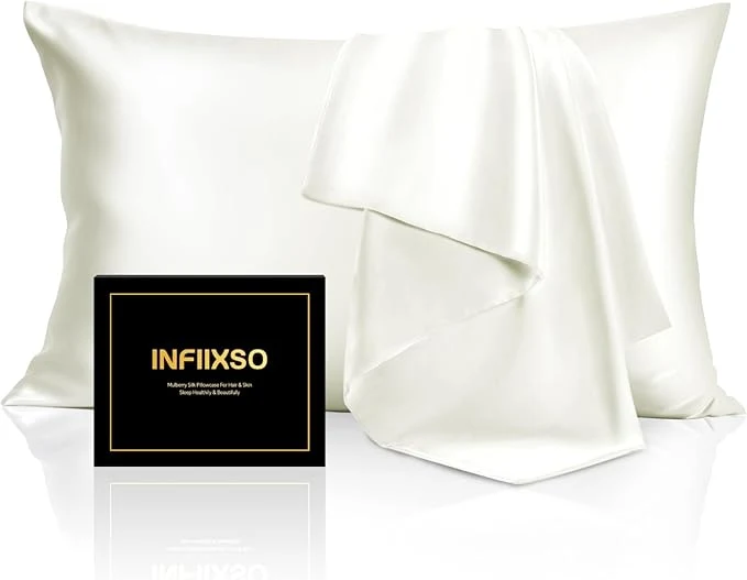 Efficient INFIIXSO Mulberry Silk Pillow Case King Size Silk Pillowcase with Hidden Zipper 20 quot x36 quot Smooth and Soft Pillow Cases for Hair and Skin Cream 1 Pack Verified