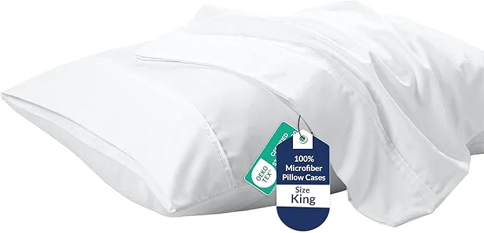 Optimized Royale Linens King Pillowcase Set of 2 - Bed Pillow Cover - 20 quot x 40 quot -White Pillowcases - 1800 Brushed Microfiber Wrinkle amp Fade Resistant - Soft amp Cozy- King Size Pillow Case White Genuine