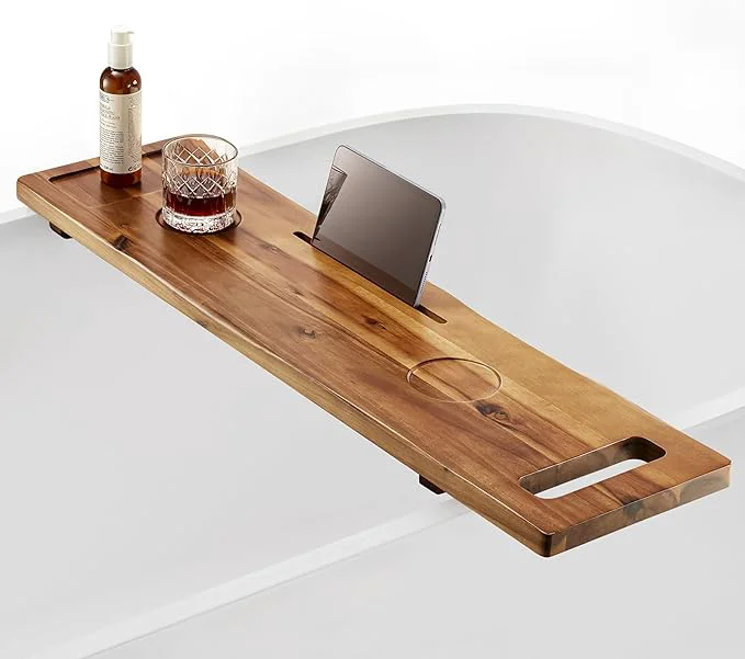 Verified Tinamo Acacia Bathtub Caddy Tray Table 39 x 9.75 x 2.5 Inch Large Bath Tub Prestigious
