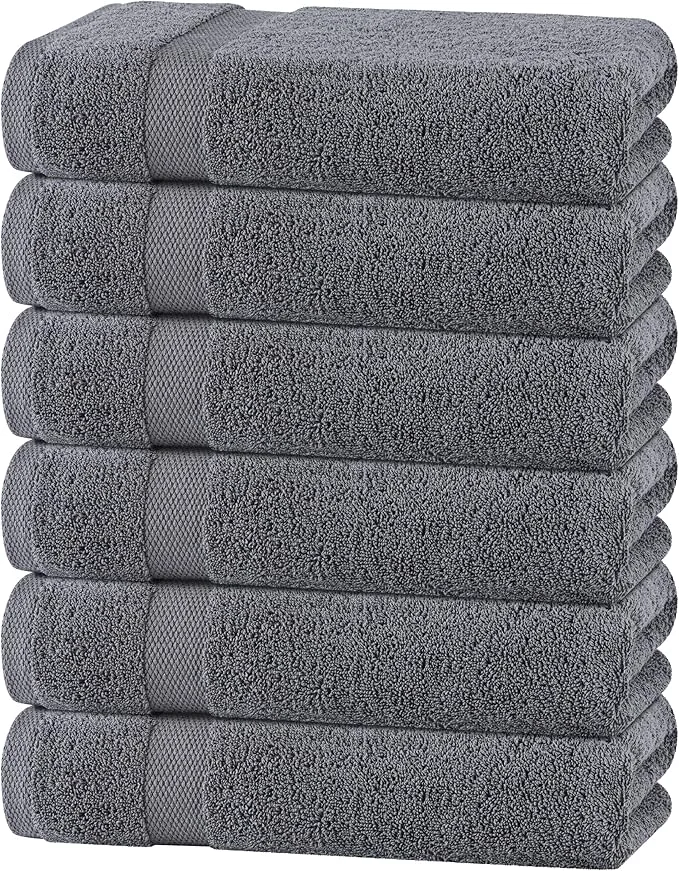 Detailed White Classic Wealuxe Grey Towels Minimalist