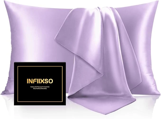 Carefully Designed INFIIXSO Mulberry Silk Pillowcase for Hair and Skin Silk Pillow Cases Queen Size Set of 2 with Hidden Zipper 20 quot x30 quot Ultra Smooth and Soft Cooling Pillow Cases for Hot Sleepers Lavender 2 Pack High-Performance