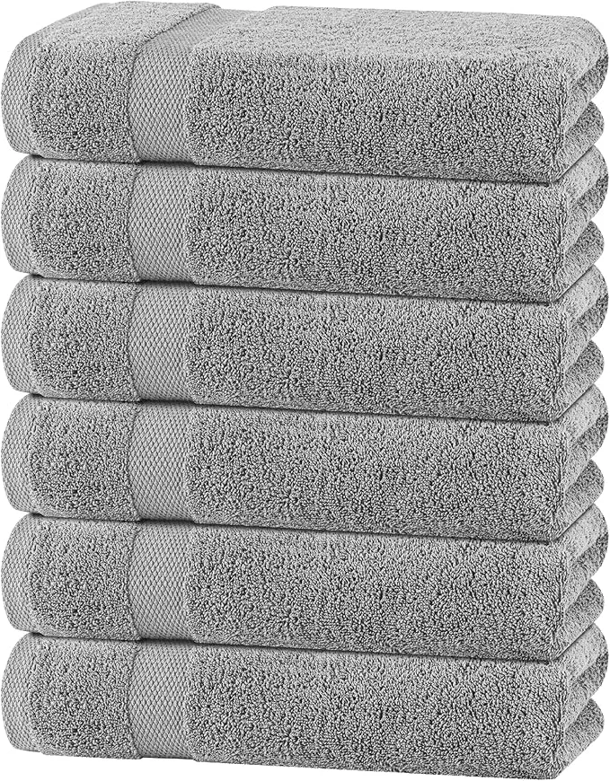Modern White Classic Wealuxe Light Gray Bath Towels 24x50 Inch Cotton Towel Set Functional