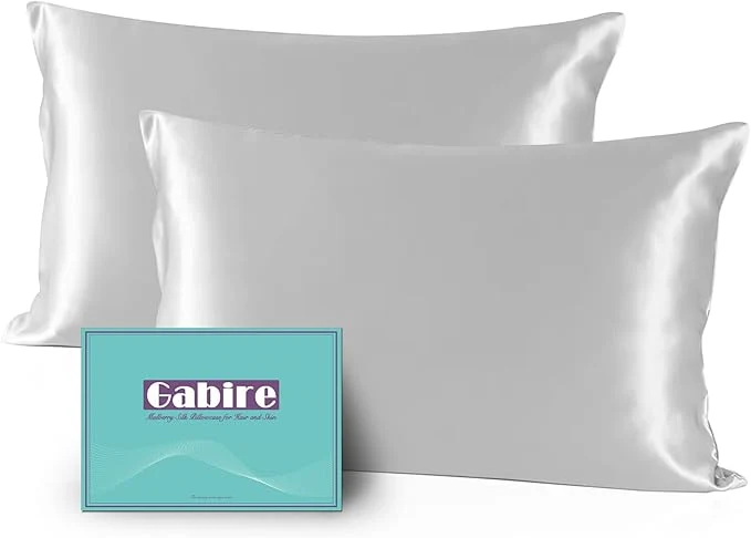 Consistent Mulberry Silk Pillowcases Set of 2 Both Sides Silk Pillow Covers for Hair and Skin Cool Pillowcase Organic Silk Pillowcase 2 Pack with Hidden Zipper Silver Grey King 20 quot ×36 quot Eco-Friendly