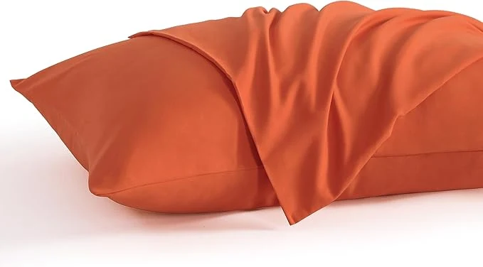 Convenient NTBAY Queen Pillow Cases Set of 2 2 Pack Brushed Microfiber 20x30 Pillow Cases Soft Wrinkle Fade Stain Resistant Brunt Orange Pillow Cases with Envelope Closure 20x30 Inches Brunt Orange Safe
