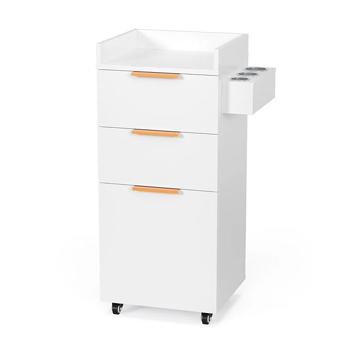 Contemporary OmySalon Salon Cart with Wheels 3-Tier Rolling Hair Styling Station 2 Drawers Modern
