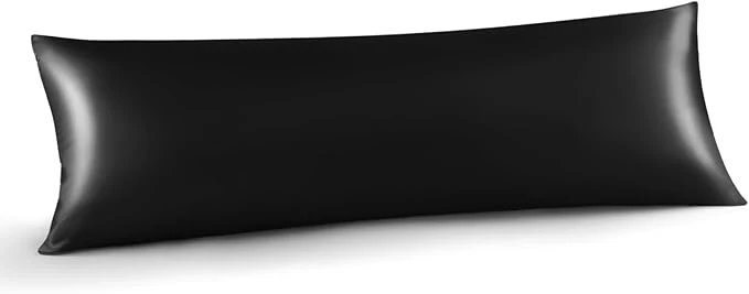 Enhanced INFIIXSO Body Pillow Cover with Zipper Luxury Mulberry Silk Body Pillow Case 20x54 Inches Ultra Smooth and Soft Cooling Long Pillowcase Gift for Women Men Black World-Class