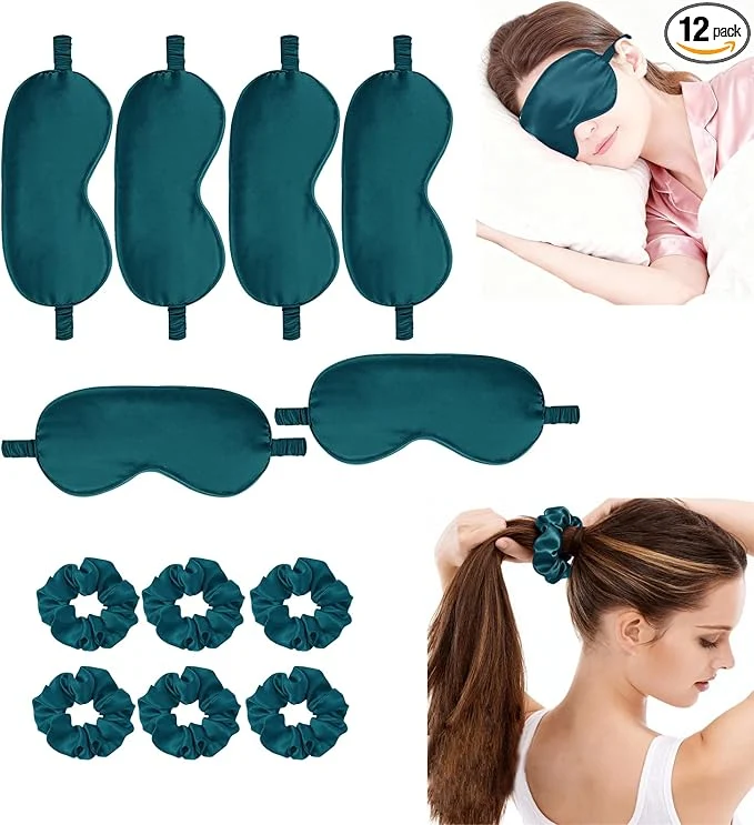 Expertly Made 12Pcs Silk Sleep Masks Satin Eye Mask Silky Eyes Cover Blindfold Eyeshade Hair Outstanding