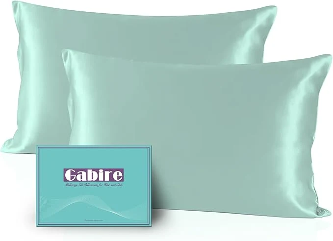 Long-Lasting Mulberry Silk Pillow Cases Set of 2 Both Sides Silk Pillow Cover for Hair and Skin Cool Pillowcase Organic Silk Pillowcase 2 Pack with Hidden Zipper Sage Green Queen 20 quot ×30 quot Trendy