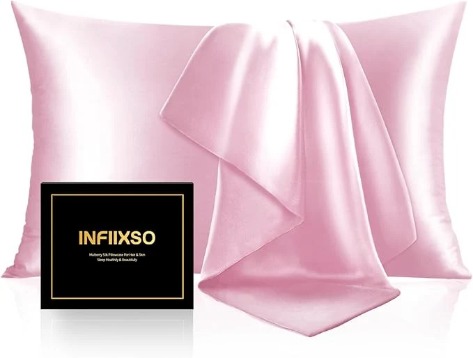 Superior INFIIXSO Mulberry Silk Pillowcase for Hair and Skin Silk Pillow Cases King Size with Hidden Zipper 20 quot x40 quot Smooth and Soft Cooling Pillow Cases for Hot Sleepers Pink 1 Pack Durable