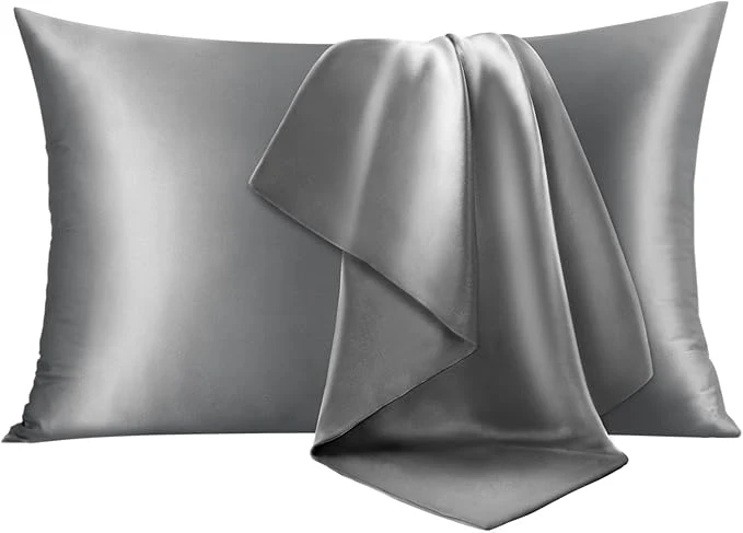 Elegant INFIIXSO Silk Pillow Cases Queen Size Set of 2-20x30Inches Silk Pillowcases with Hidden Zipper Ultra Smooth and Soft Cooling Pillow Cases for Hot Sleepers Dark Grey 20x30 Inches 2 Pack Pure