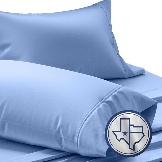 Long-Lasting TEXAS LINEN CO. Luxury Egyptian Cotton King Pillow Cases Set of 2-1000 Thread Count Pillowcases for Sleeping Soft Cooling Pillow Cover Extra Long Staple Hotel Quality Pillow Cases - Deep Blue Crafted